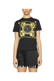 VERSACE JEANS COUTURE T-Shirt Donna Stampa Logo Frontale Nero Nero/oro