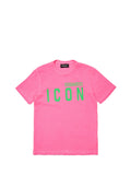 DSQUARED ICON Dsquared T-Shirt Unisex Bimbo Rosa/verde - Rosa Rosa/verde