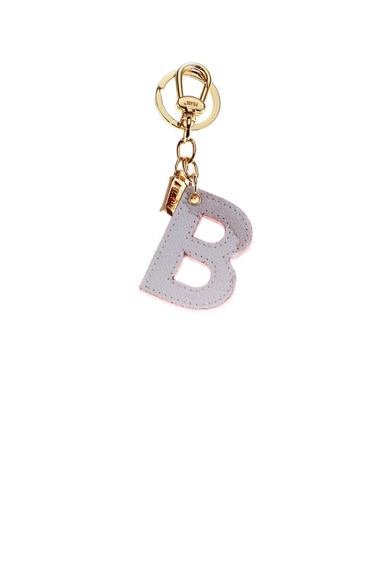 PRIMA CLASSE Portachiavi Unisex Lettera B Stampa Geo Bianco Bianco
