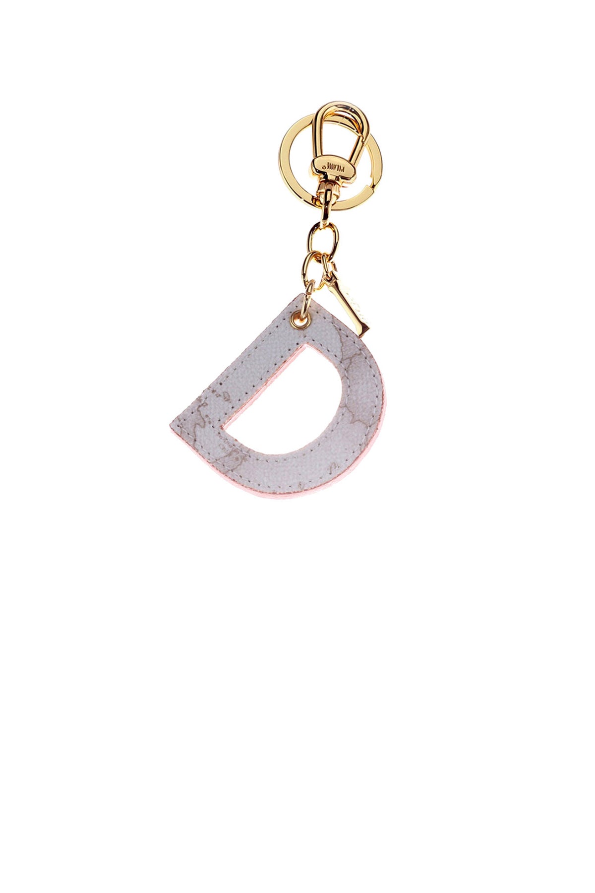 PRIMA CLASSE Portachiavi Unisex Lettera D Stampa Geo Bianco Bianco