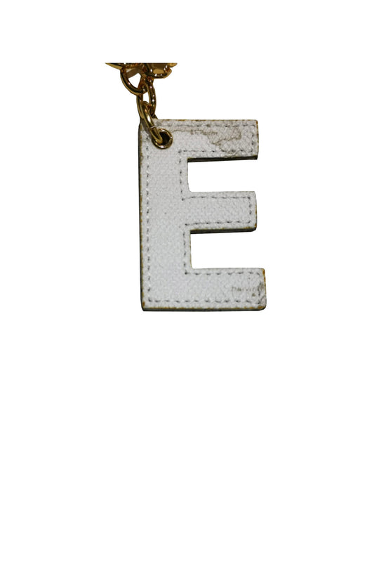 PRIMA CLASSE Portachiavi Unisex Lettera E Stampa Geo Bianco Bianco