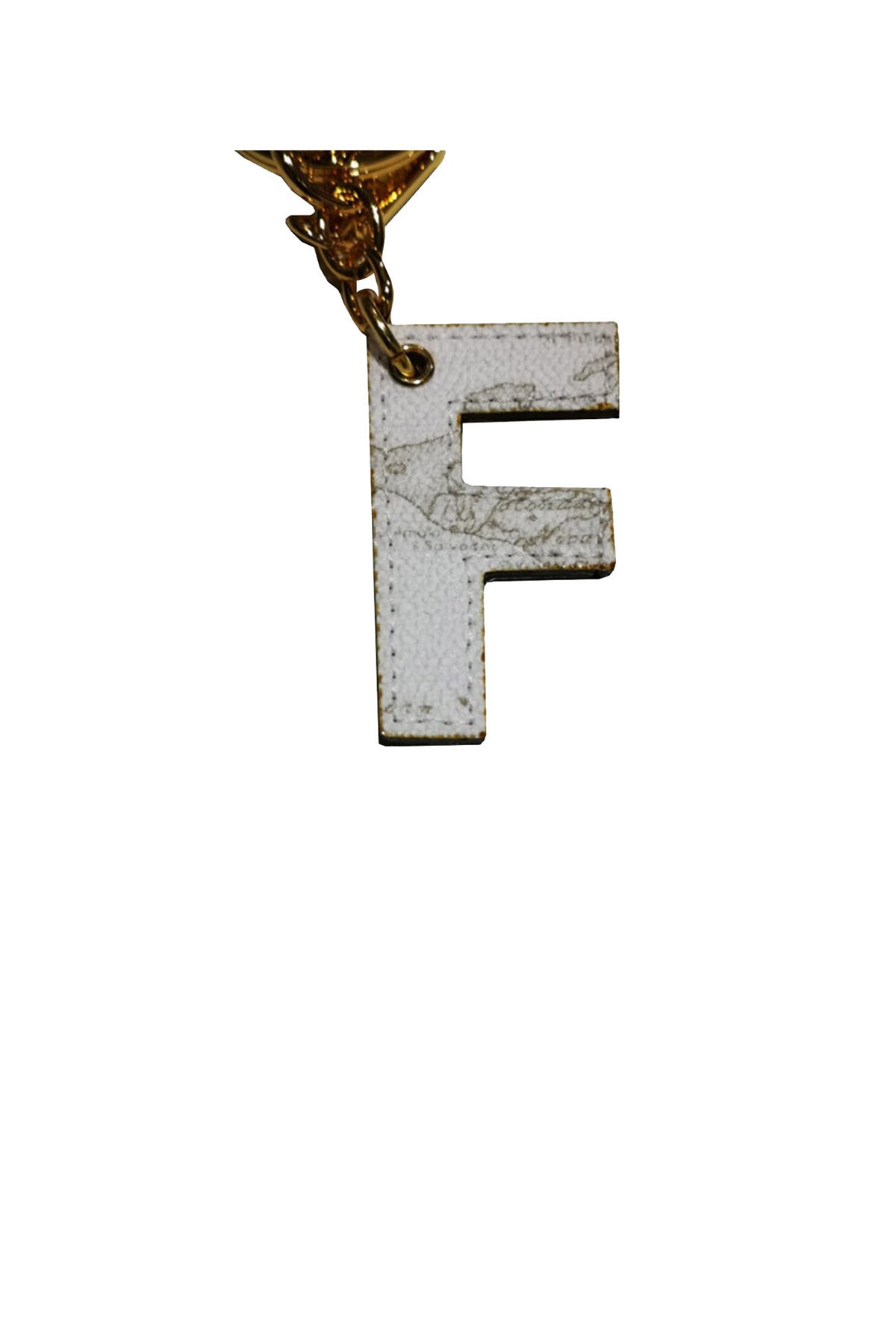 PRIMA CLASSE Portachiavi Unisex Lettera F Stampa Geo Bianco Bianco