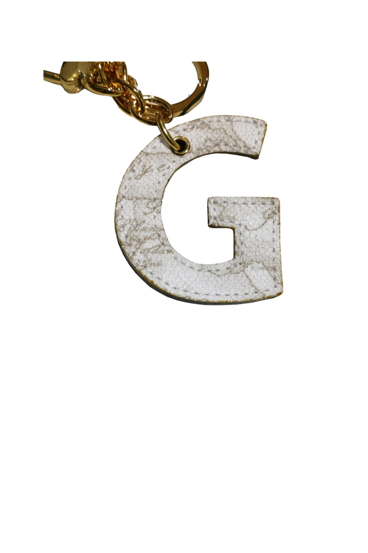 PRIMA CLASSE Portachiavi Unisex Lettera G Stampa Geo Bianco Bianco