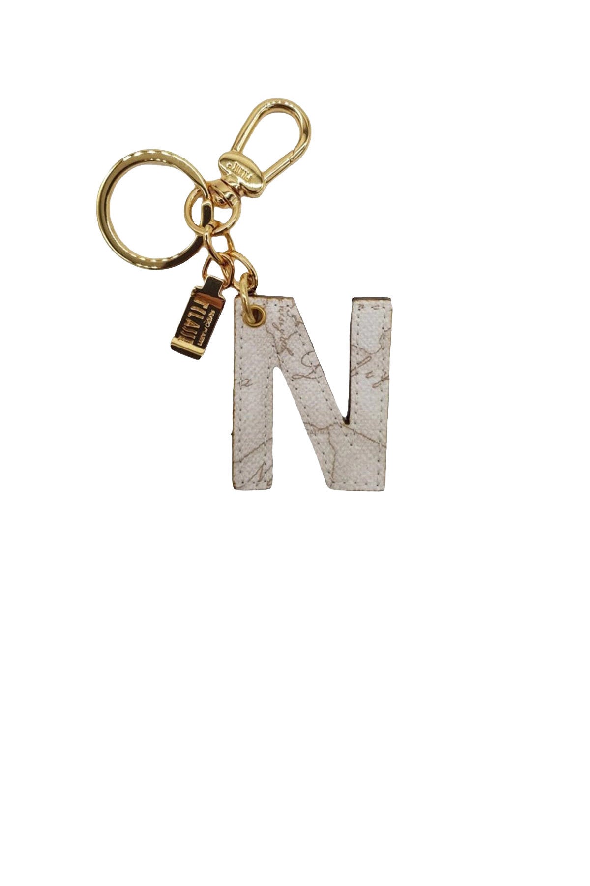 PRIMA CLASSE Portachiavi Unisex Lettera N Stampa Geo Bianco Bianco
