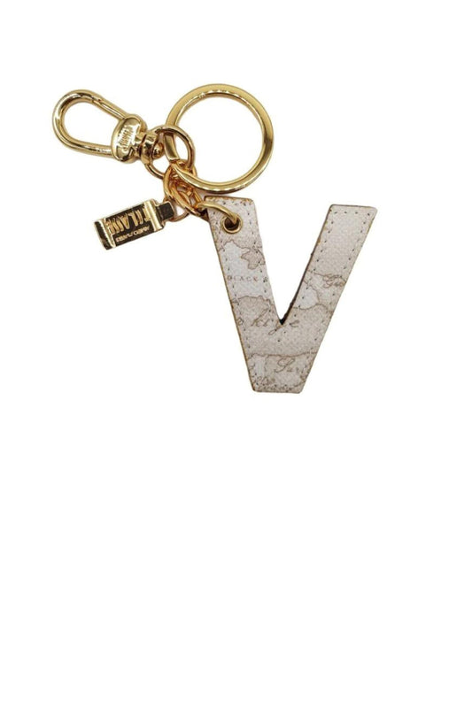 Portachiavi Unisex Lettera Stampa Geo White